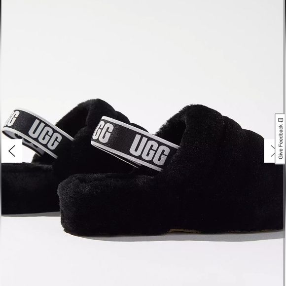 UGG Women's Fluff Yeah Black Slide Slippers - Picture 4 of 16